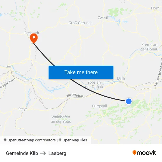 Gemeinde Kilb to Lasberg map