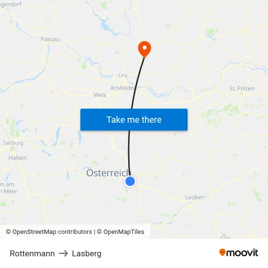 Rottenmann to Lasberg map