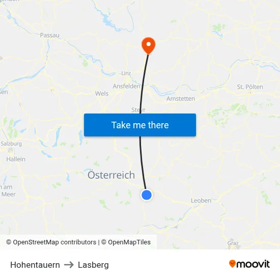 Hohentauern to Lasberg map