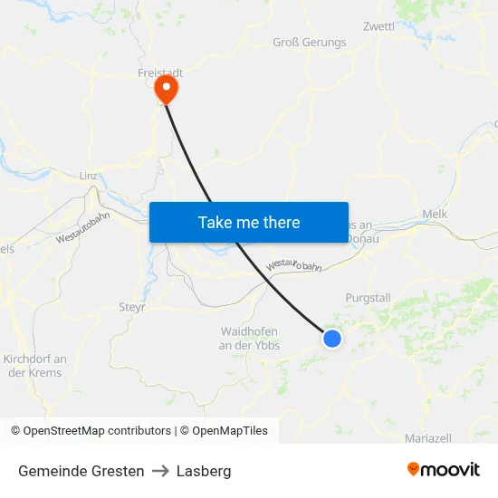 Gemeinde Gresten to Lasberg map