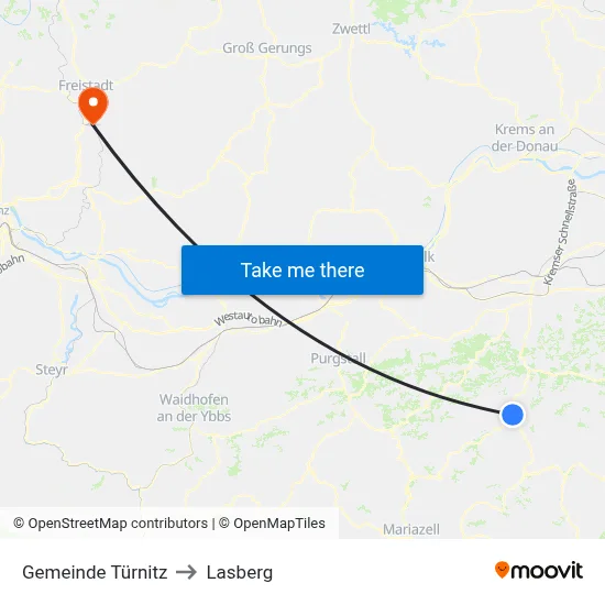 Gemeinde Türnitz to Lasberg map