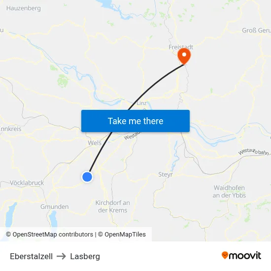 Eberstalzell to Lasberg map