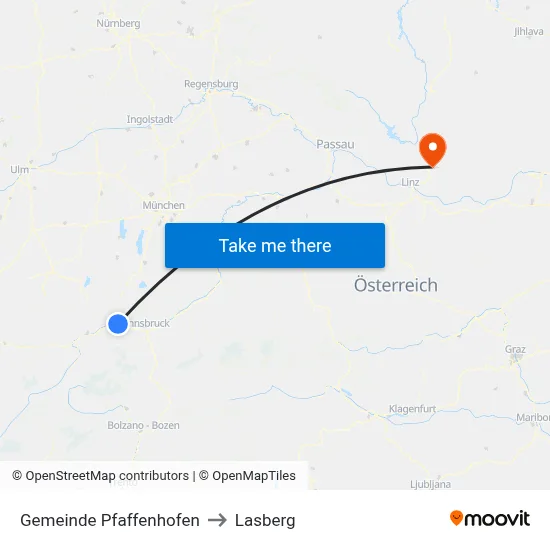 Gemeinde Pfaffenhofen to Lasberg map