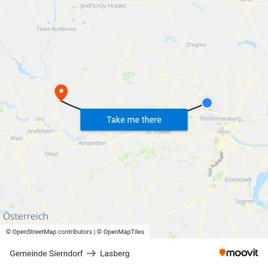 Gemeinde Sierndorf to Lasberg map