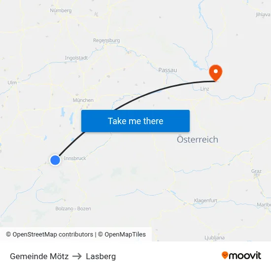 Gemeinde Mötz to Lasberg map