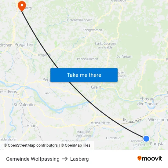 Gemeinde Wolfpassing to Lasberg map