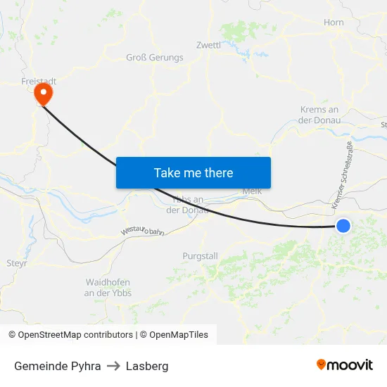 Gemeinde Pyhra to Lasberg map