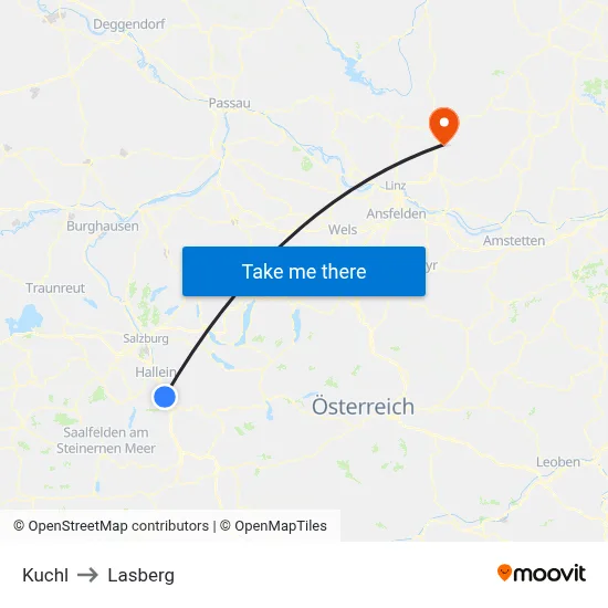 Kuchl to Lasberg map