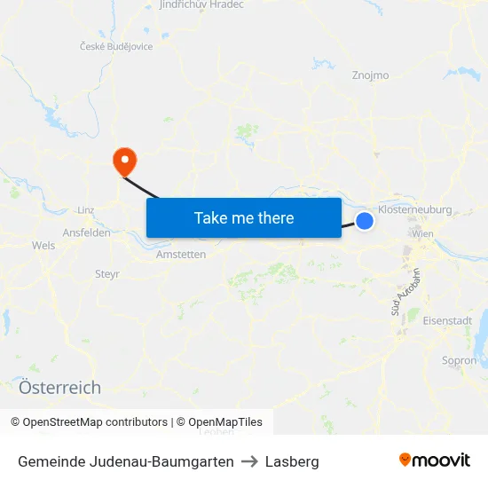 Gemeinde Judenau-Baumgarten to Lasberg map