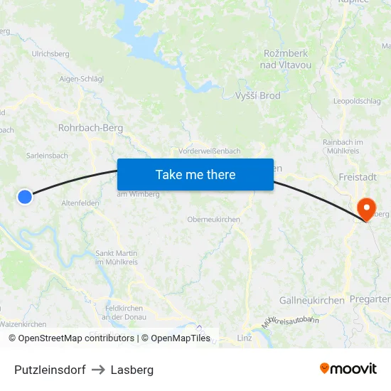 Putzleinsdorf to Lasberg map