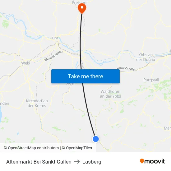 Altenmarkt Bei Sankt Gallen to Lasberg map