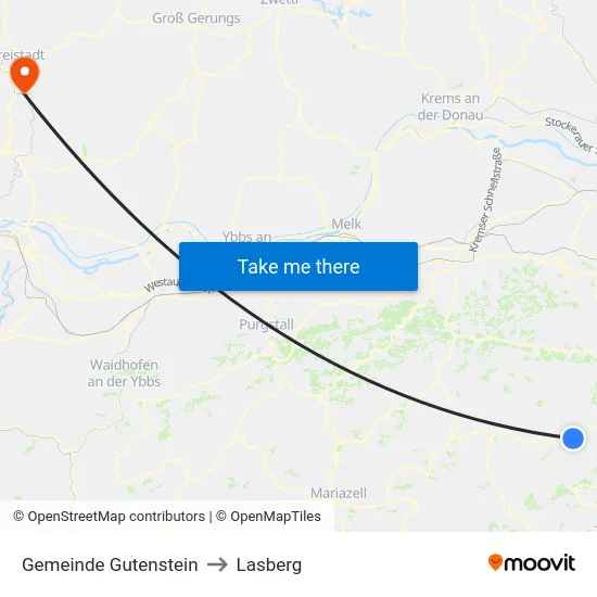 Gemeinde Gutenstein to Lasberg map
