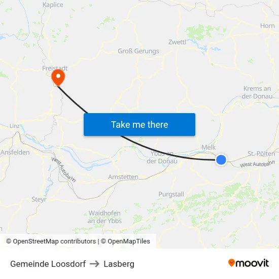 Gemeinde Loosdorf to Lasberg map