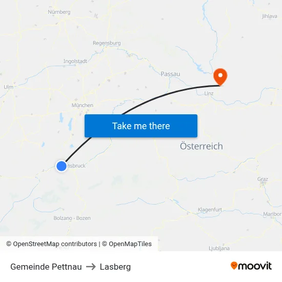 Gemeinde Pettnau to Lasberg map