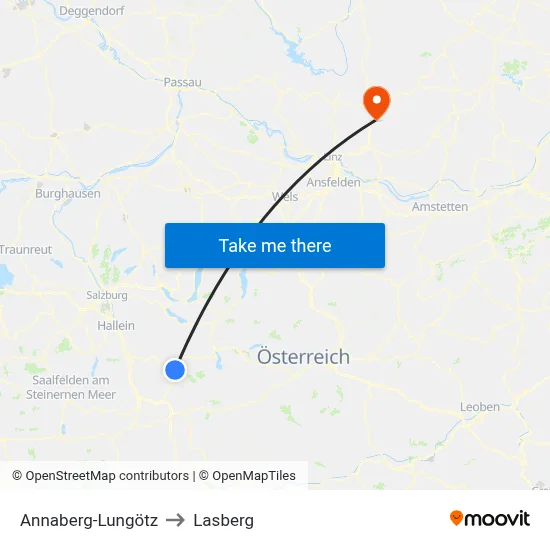 Annaberg-Lungötz to Lasberg map
