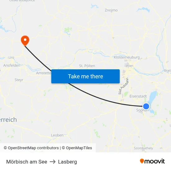 Mörbisch am See to Lasberg map