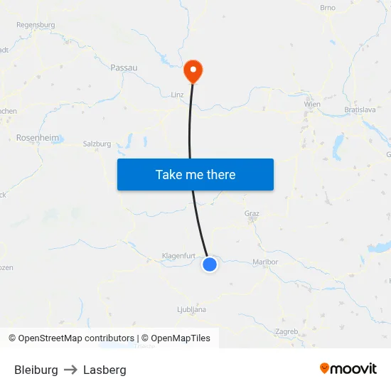 Bleiburg to Lasberg map