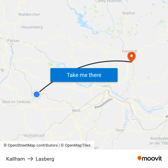 Kallham to Lasberg map
