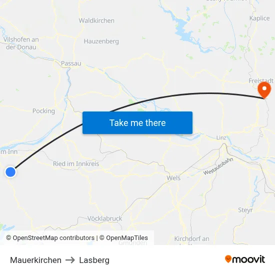 Mauerkirchen to Lasberg map