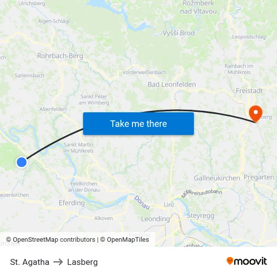 St. Agatha to Lasberg map
