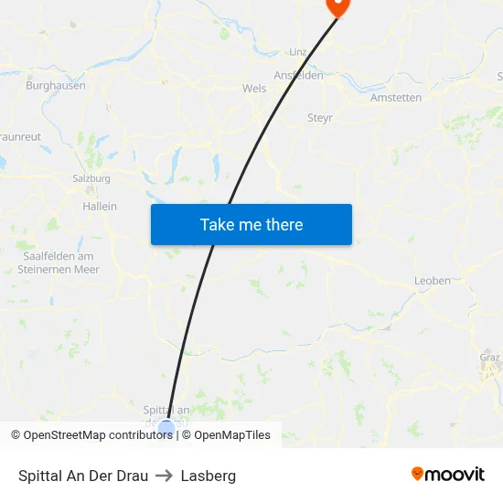 Spittal An Der Drau to Lasberg map
