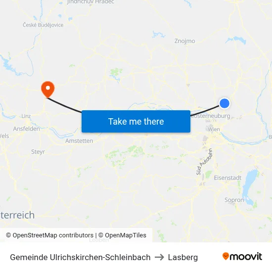 Gemeinde Ulrichskirchen-Schleinbach to Lasberg map