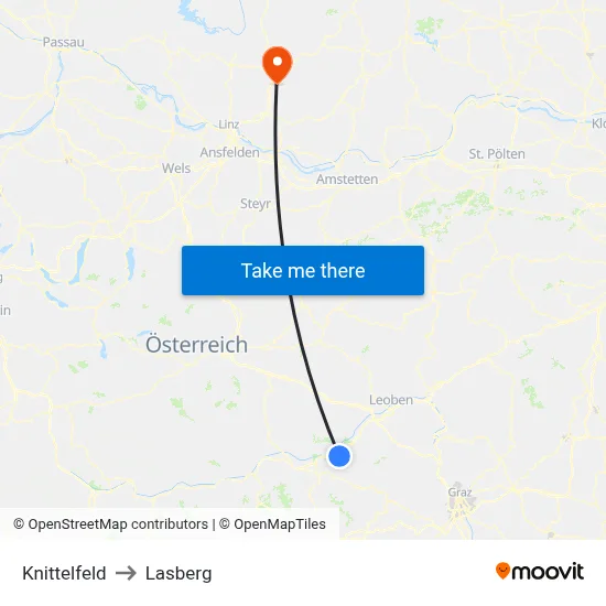 Knittelfeld to Lasberg map