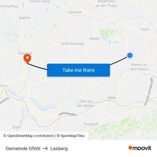 Gemeinde Gföhl to Lasberg map