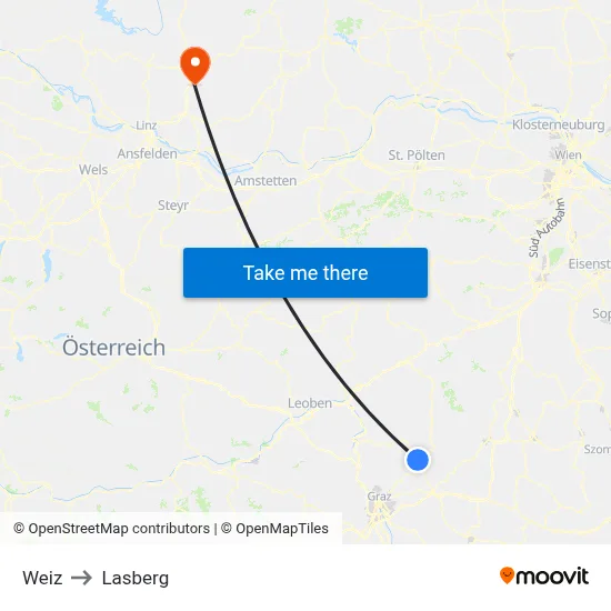 Weiz to Lasberg map