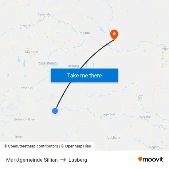 Marktgemeinde Sillian to Lasberg map