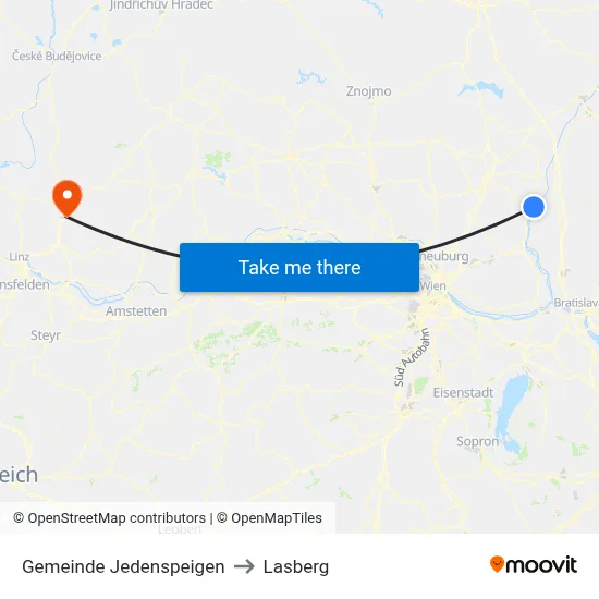 Gemeinde Jedenspeigen to Lasberg map