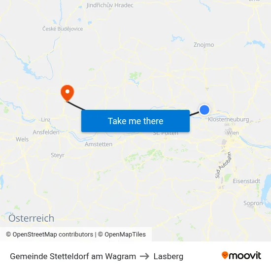 Gemeinde Stetteldorf am Wagram to Lasberg map