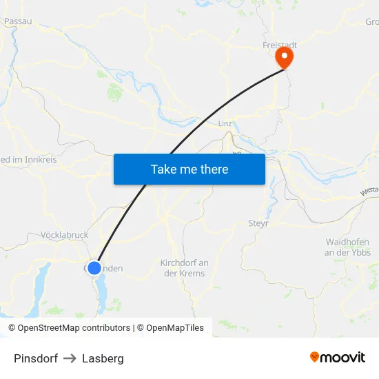 Pinsdorf to Lasberg map