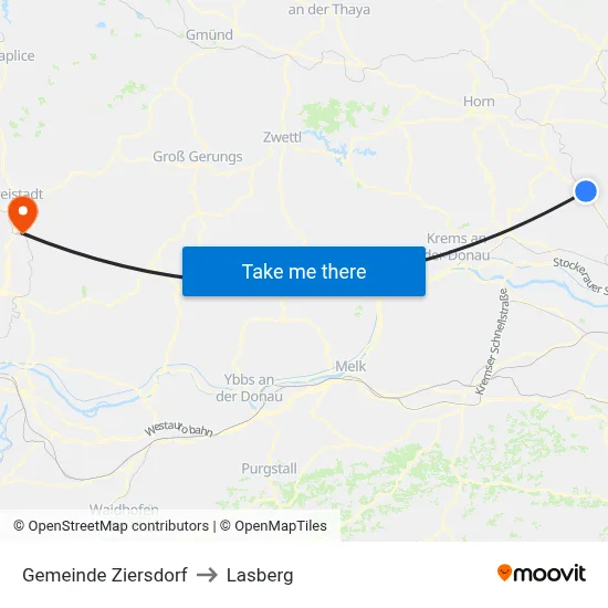 Gemeinde Ziersdorf to Lasberg map