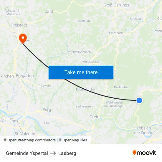 Gemeinde Yspertal to Lasberg map