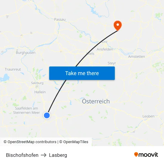 Bischofshofen to Lasberg map
