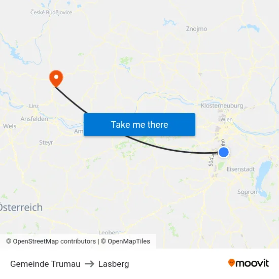 Gemeinde Trumau to Lasberg map