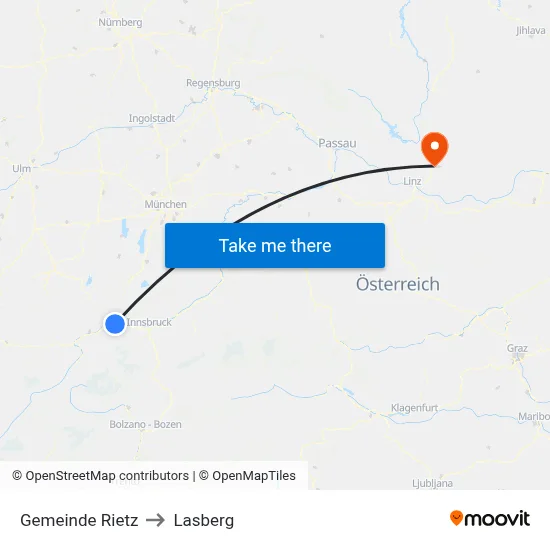 Gemeinde Rietz to Lasberg map