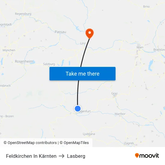Feldkirchen In Kärnten to Lasberg map