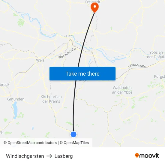 Windischgarsten to Lasberg map