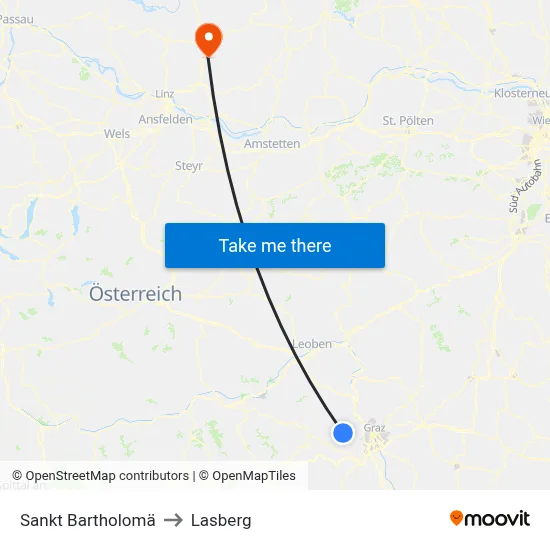 Sankt Bartholomä to Lasberg map