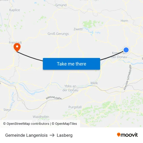 Gemeinde Langenlois to Lasberg map