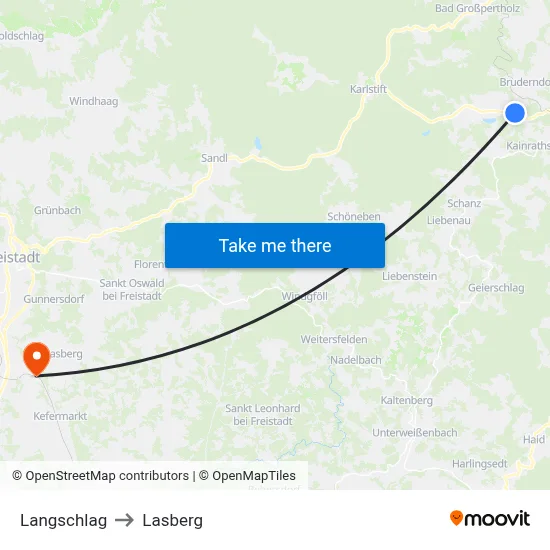 Langschlag to Lasberg map
