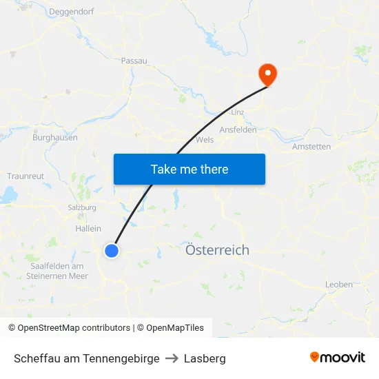 Scheffau am Tennengebirge to Lasberg map
