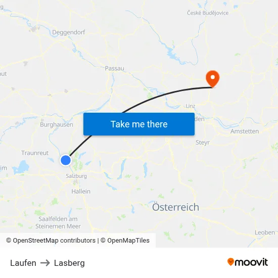 Laufen to Lasberg map