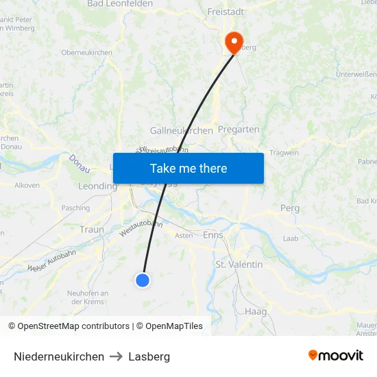 Niederneukirchen to Lasberg map