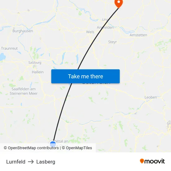 Lurnfeld to Lasberg map