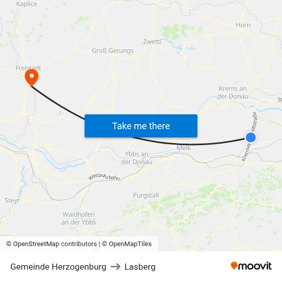 Gemeinde Herzogenburg to Lasberg map