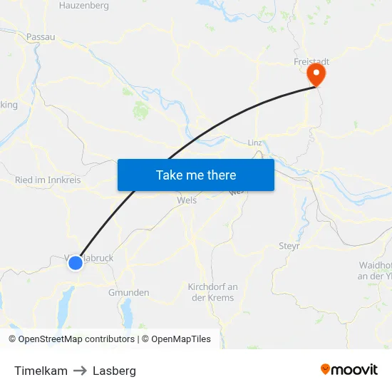 Timelkam to Lasberg map