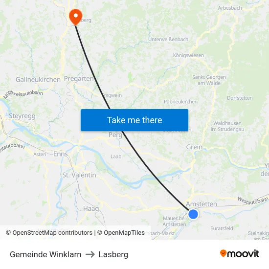 Gemeinde Winklarn to Lasberg map